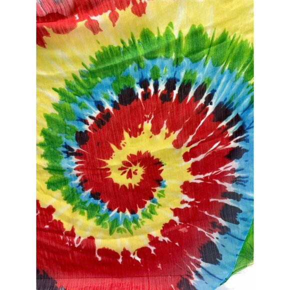 Tie-Dye Spiral Pattern Sheer Scarf Hippie Sunglasses Rainbow Peace Sign Earring - Picture 5 of 5